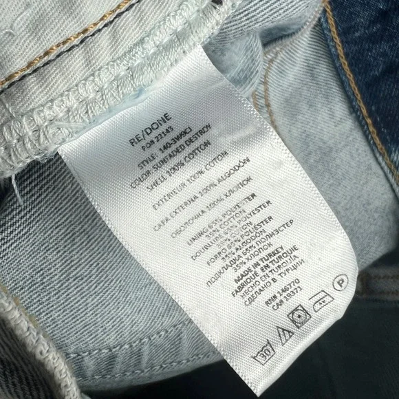 Re/Done 90s Comfy Jean Distressed Ripped Sunfaded Destroy Baggy Size 23 NWT - Picture 13 of 13